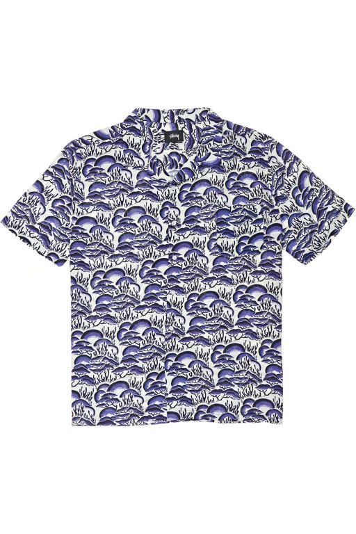 Stussy Mens Coral Pattern SS Shirts Blue - DNLRX6349